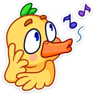 🎶 pato, desenho animado, música, pensando, fofo, amarelo telegram sticker