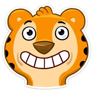 😁 tigre, animal, dessin animé, sourire, joyeux, mignon, orange telegram sticker