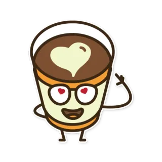 😍 漫画, コーヒー, 愛, ハート, 可愛い, 飲み物, かわいい telegram sticker