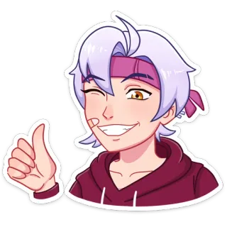 👍 Desenho animado, Anime, Polegar para cima, Piscadela, Personagem telegram sticker