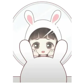 🍄 Dibujo animado, Conejo, Chica, Lindo, Sticker, Sudadera con capucha whatsapp sticker