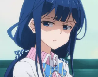 🖇 Anime, Mädchen, müde, blaue Haare, Uniform whatsapp sticker