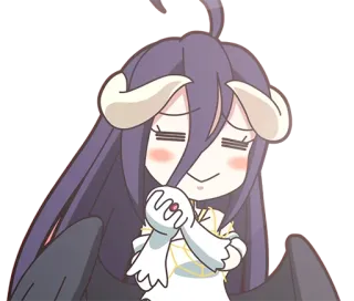 ☺️ Albedo Overlord anime, female, chibi, wings, horns telegram sticker