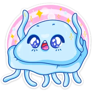 🌈 medusa, lindo, kawaii, dibujo animado, criatura marina, animal, pegatina whatsapp sticker