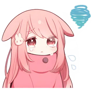 😒 Anime, Fofo, Triste, Chorando, Kawaii, Rosa, Garota, Desenho animado whatsapp sticker