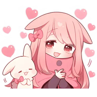 🙏 Anime, Kawaii, Fofo, Coração, Rosa, Coelho whatsapp sticker
