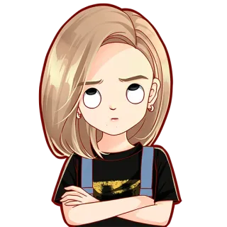 🙄 sticker, girl, cartoon, portrait, cute, animation whatsapp sticker