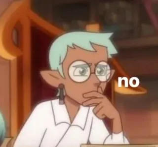 🌟 no Мультфильм, Персонаж, Очки, Несогласие, Мем, Нет telegram sticker
