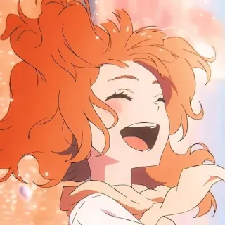 😄 anime, ragazza, sorridente, capelli arancioni, felice, carina telegram sticker