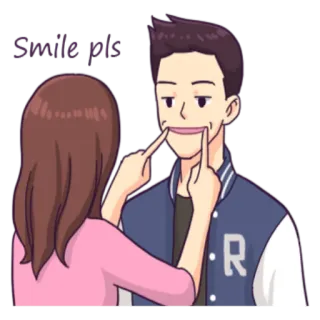 😁 Smile only smile, cartoon, happy, couple telegram sticker
