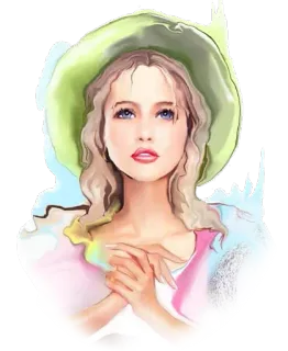 😁 mulher, chapéu, retrato, menina, aquarela, arte whatsapp sticker