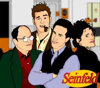 😎 Seinfeld Seinfeld, Jerry Seinfeld, Elaine Benes, George Costanza, Cosmo Kramer, Sitcom, Serie TV telegram sticker