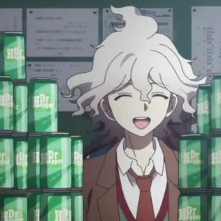 😃 Nagito Komaeda Danganronpa Dr. Hopper anime, character, videogame, soda, drink telegram sticker