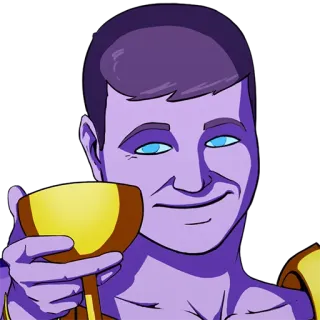 😏 Dessin animé, Personnage, Violet, Homme, Tasse, Art numérique, Illustration whatsapp sticker