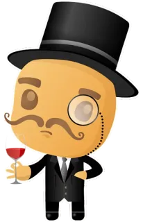🍷 Gentleman, Cartone animato, Personaggio, Monocolo, Cilindro, Calice da vino telegram sticker