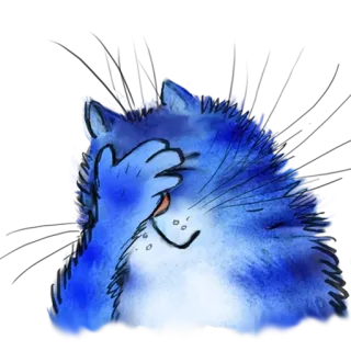 🤦‍♀️ cat, blue, facepalm, embarrassed, cartoon, animal, cute, sticker telegram sticker