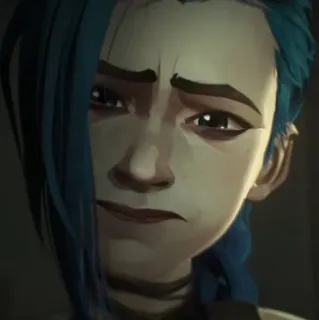 😭 Jinx Arcane cartoon, anime, sad, blue hair, jinx, arcane telegram sticker