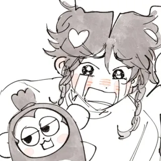 🩹 Cartoon, Style anime, Mignon, Coeur, Tresses telegram sticker