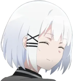 ☺️ Anime, Dziewczyna, Białe włosy, Postać, Uśmiechnięta telegram sticker