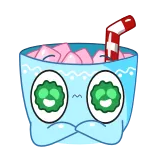 😵‍💫 đồ uống, cốc, dễ thương, đá, hoạt hình whatsapp sticker