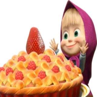 🍰 Masha Masha and the Bear Masha dan Beruang, kartun, pai, raspberry, stroberi, karakter telegram sticker