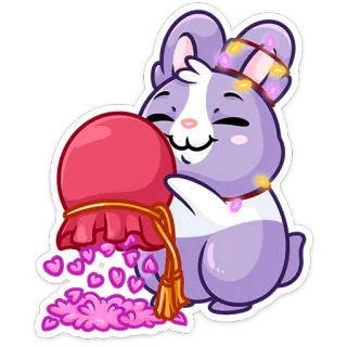 💕 conejo, corazones, lindo, animal, kawaii, morado telegram sticker
