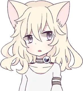 😒 anime, cat ears, choker, cute, cartoon, girl, kawaii telegram sticker
