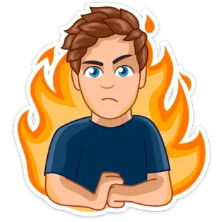 😡 cartoon, angry, man, flames, fire, hot telegram sticker