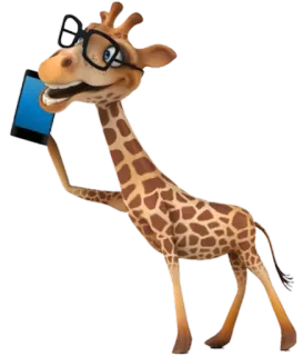 📲 Giraffe, Tier, Handy, Brille, Cartoon telegram sticker