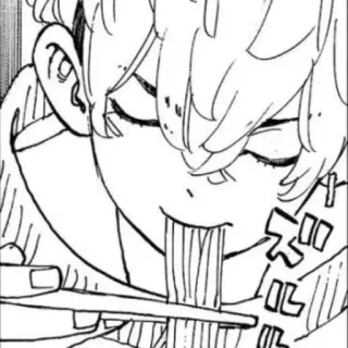 🍜 Anime, Manga, Comiendo, Fideos, Palillos chinos, Dibujos animados, Dibujo telegram sticker
