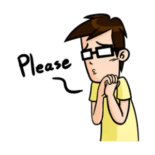 🙏 Please pleading, begging, sad, request, cartoon, person, glasses telegram sticker