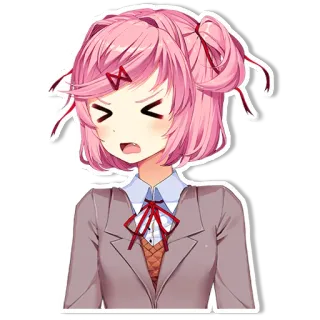 😡 Natsuki Doki Doki Literature Club! Аниме, Манга, Милый, Злой, Школьница whatsapp sticker