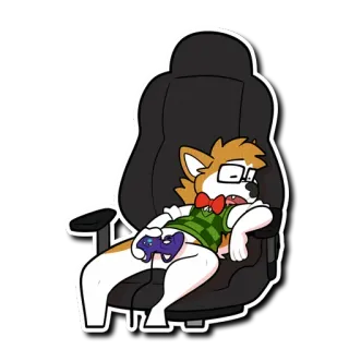 🎮 zorro, gamer, furry, mando, gaming, silla, dibujos animados telegram sticker