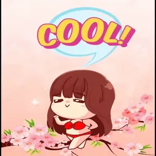 😎 COOL! cool, cute, girl, bikini, flowers, bubble whatsapp sticker