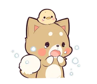 😭 собака, цыпленок, милый, каваи, животное, стикер telegram sticker