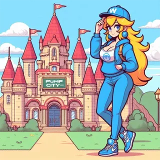 🔼 Peach Super Mario PUMP CITY 碧姬公主, 超级马力欧, pump city, 城堡, 动漫, 电子游戏, 角色, 任天堂 telegram sticker