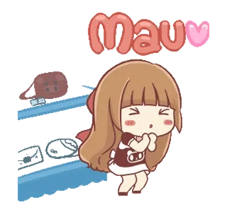 🍞 mau милый, каваий, девушка, мультфильм, анимированный telegram sticker