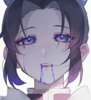🌟 Shinobu Kocho Demon Slayer 애니메이션, 울음, 귀멸의 칼날, 코쵸우 시노부, 슬픔, 만화, 팬아트 telegram sticker