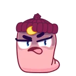 🤬 卡通, 表情符号, 生气, 粉色, 紫色, 帽子 telegram sticker