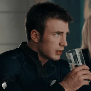 🇺🇸 Captain America Marvel 캡틴 아메리카, 크리스 에반스, 슈퍼히어로, 마블, 영화, 배우, 물, 마시는 telegram sticker
