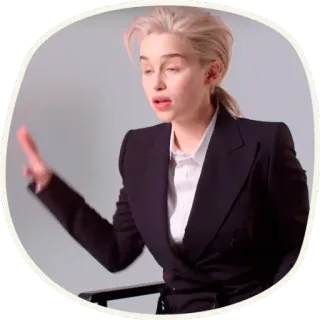 😫 Frau, Business, Anzug, Porträt, blond, formal, Geste telegram sticker