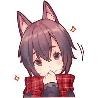 ☺️ アニメ, かわいい, 猫耳, マフラー, 可愛い whatsapp sticker