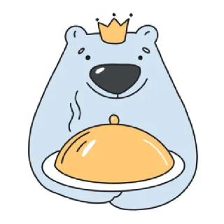 🥘 หมี, มงกุฎ, อาหาร, ถาด, การ์ตูน, สัตว์, น่ารัก telegram sticker