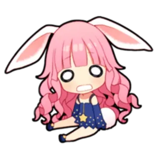 😬 Anime, Chibi, Lucu, Kelinci, Gadis, Rambut merah muda telegram sticker