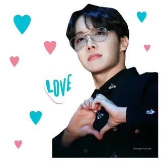 💜 J-Hope LOVE Kpop, Сердце, Любовь, Музыка, Очки, Певец, BTS whatsapp sticker