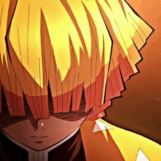 👺 Zenitsu Agatsuma Demon Slayer 애니메이션, 귀멸의 칼날, 젠이츠, 노란색, 머리카락 telegram sticker