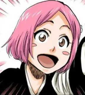 🍥 Yachiru Kusajishi Bleach Anime, Manga, Bleach, Yachiru Kusajishi, pinke Haare, Lächeln telegram sticker