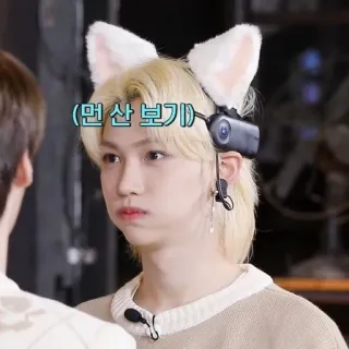 😶 （먼 산 보기） felix, stray kids, kpop, cute, ears telegram sticker