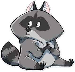 👀 너구리, 동물, 만화, 스티커, 귀여운 telegram sticker