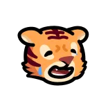 😟 tigre, animale, cartone animato, emoji, triste, piangendo whatsapp sticker